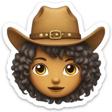cowboy girl cat with alot of hair sticker