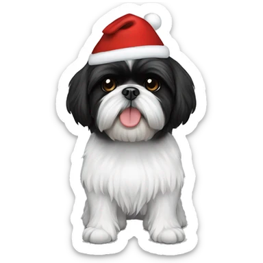 ALL BLACK SHIH TZU CHRISTMAS HAT sticker