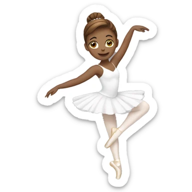 White ballerina with brown hair dancing sticker