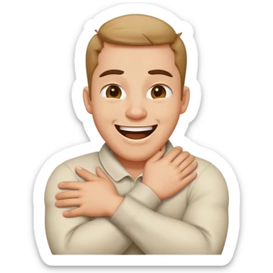 Arms crossed holding neck mad laughing sticker