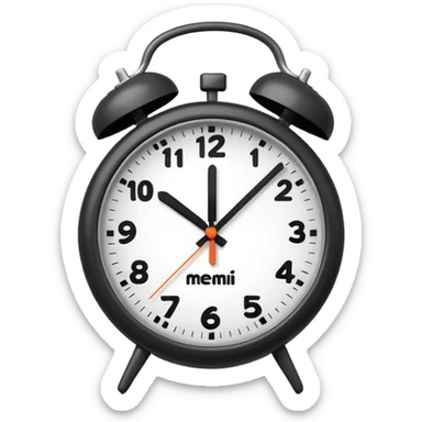 A 3D cartoon clock showing a few minutes before twelve, clean minimal background, Memoji-style. sticker