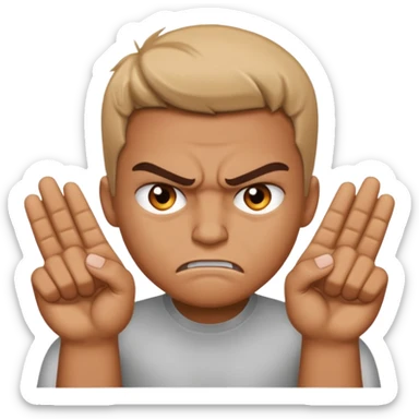 Manos juntas con cara de malo sticker