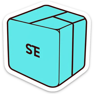 Cyan square with the word then sticker