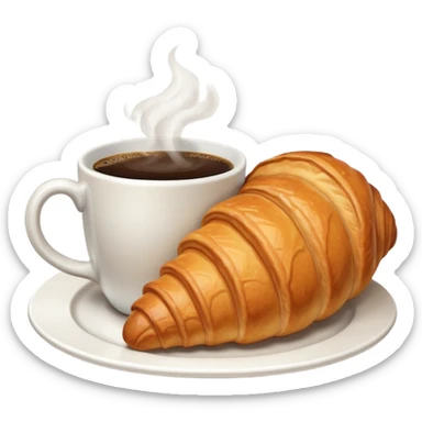 croissant and coffee cup together, symbolizing a café sticker