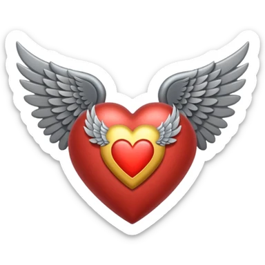 grisgray heart with wings  sticker