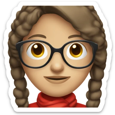 Female brunette Santa with blue eyes and glasses sticker