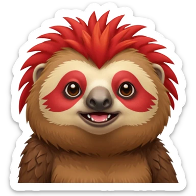 sloth with a red mohawk just the mohawk is red sticker