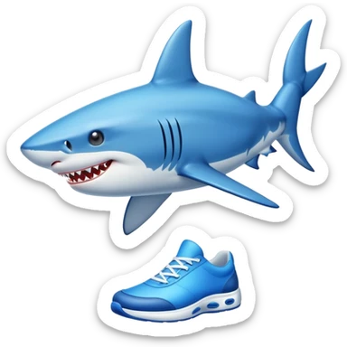 crea un tiburon con zapatos azules sticker