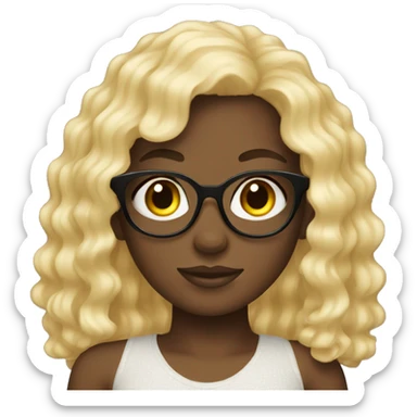 Black girl with beach curl blonde wig sticker