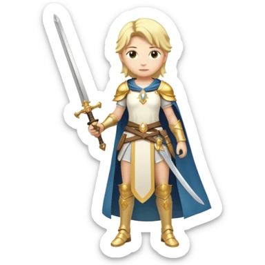 White and golden Lumine (from Genshin Impact) with a sword (full body) sticker