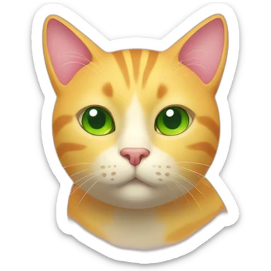 round yellow cat with green eyes and pink nose sticker