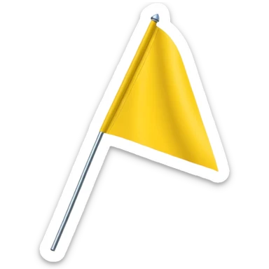 Emoji-style triangular flag, bright yellow, flat design, no folds or shading, simple and clean, minimalistic, centered on plain white or transparent background, high resolution sticker