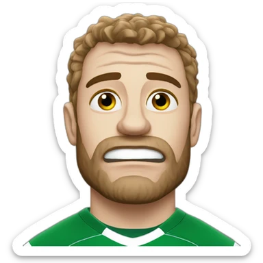Hungover irish rugby player with red eyes sticker