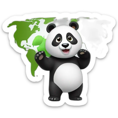 panda learning geography sticker
