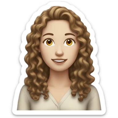Woman with pale skin and long curly brown hair  sticker