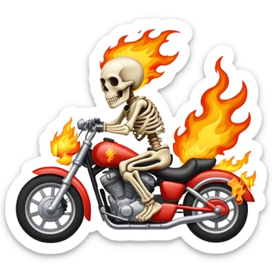 Ghostrider skeleton riding motorcycle on fire  sticker