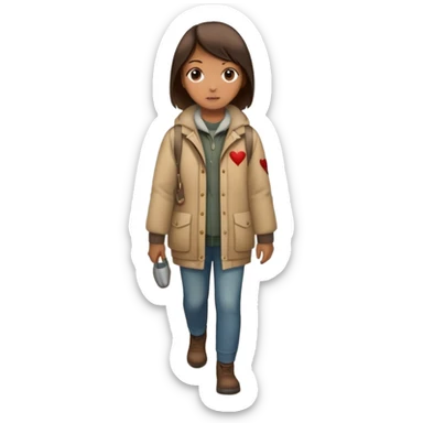 The image shows a person walking across a foggy bridge, a personal journey. The atmosphere is calm and introspective, with soft, emotional tones. In their hands, they carry symbolic tools labeled “Compassion” and “Forgiveness,” suggesting healing after emotional pain-- hearts sticker