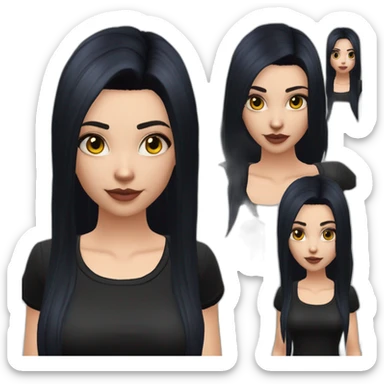 Sims+4+Anime+Cassandra+Goth-girl-dark-hair-black-tshirt+perfectly-centered sticker