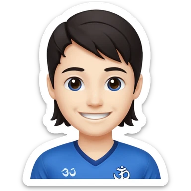 un personnage qui est blanc de peau qui sourie il a les cheveux nour dans le côté et il porte un maillot de l'om sticker