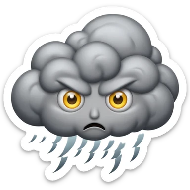 angry Thunderstorm Cloud, eyes, gray sticker