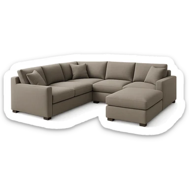 U-form couch, contemporary style, muted tones, no background sticker