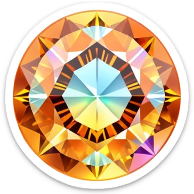 extra close-up round cut azotic topaz gemstone with holographic effect and elegant silver metal accent sticker