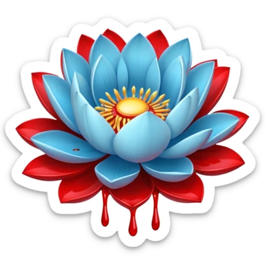 light blue lotus flower spilling wblood sticker