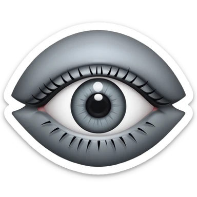 Minimal emoji, gothic futuristic eye, cold grey sclera, the pupil is fully replaced by a solid black number 8 eight, occult cyber aesthetic, sharp clean lines, flat emoji design, centered, transparent background sticker