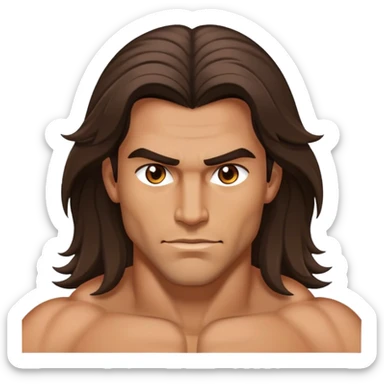 Brown-eyed, muscular man with medium long hair sticker