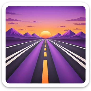 road with sunset sticker