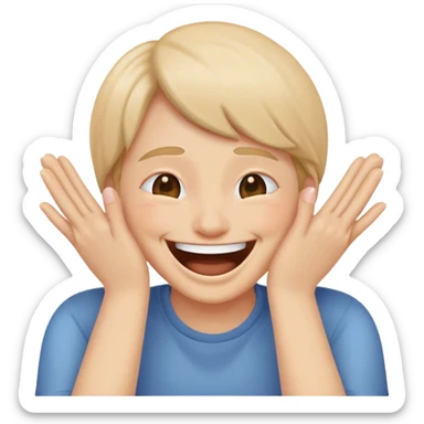 Emoji laughing trying to cover face sticker