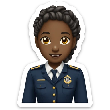 little black girl with braids and a navy uniform shirt and a khaki skirt sticker