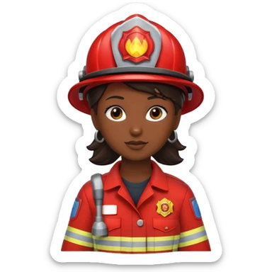 firefighter woman dark skin sticker