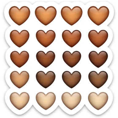 Neutral brown hearts from light to dark individual sticker