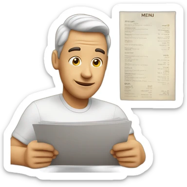 Man looking at a menu sticker