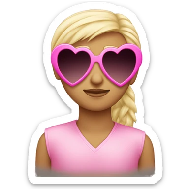 Pink heart shaped sunglasses  sticker