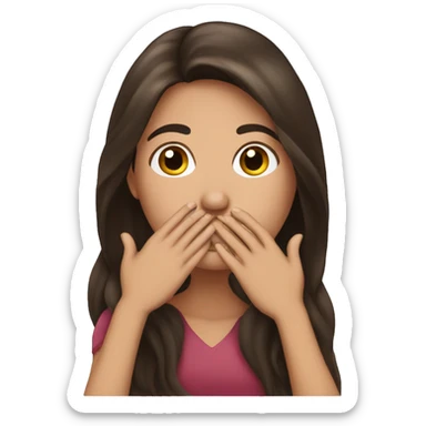 long hair Brunette girl with her Hands covering her mouth sticker