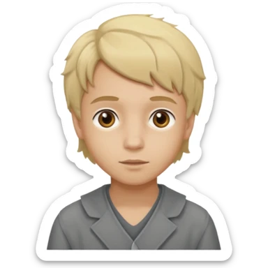Gavroche From Les Miserables with light skin, brown eyes, blonde hair, gray outfit sticker