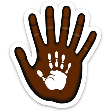 A handprint silhouette surrounded by dotted patterns.















 sticker