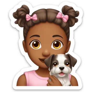 Cute baby girl with dog  sticker