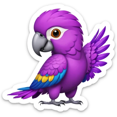 purple parrot playing cards sticker