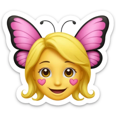 Emoji sourire avec un nœud papillon dans les cheveux sticker