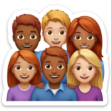 4 inclusive friends (3 girls and 1 man) laughing : 1 man must be brown, 1 girl have to have red hair, an other one must have blond hair and the last one is brown and have brown hair sticker