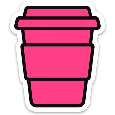 Change the to-go coffee cup icon to pink color, keep the icon style the same, with no background. sticker
