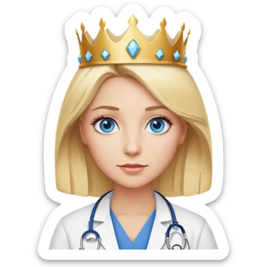 blonde hair blue eye woman doctor with crown  sticker