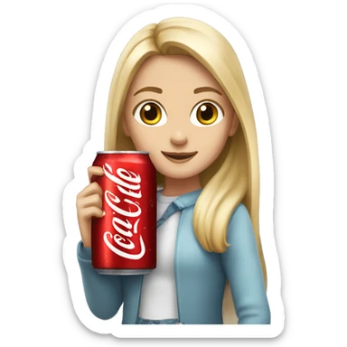 Girl with long blonde hair holding a Coke Zero can sticker