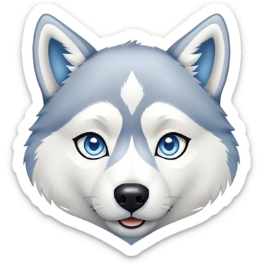 Huskey with a dimond face shape and navy fur on the border and white on the face and light blue eyes sticker