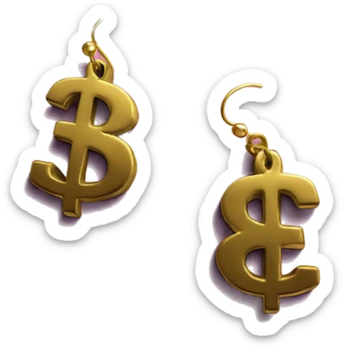 $ dollar  symbol earings sticker
