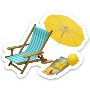  deckchair and yellow parasol at the beach sticker