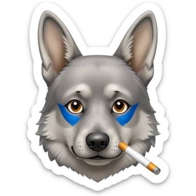 Silver German shepherd smoking a cigarette  sticker
